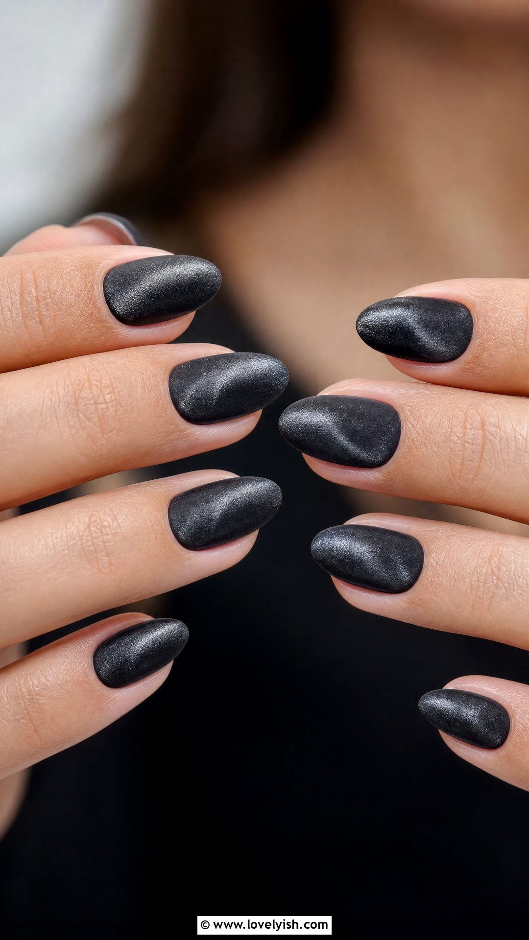 Charcoal Gray Velvet Nails - 39 nail ideas 2026 - 39 nail ideas 2026