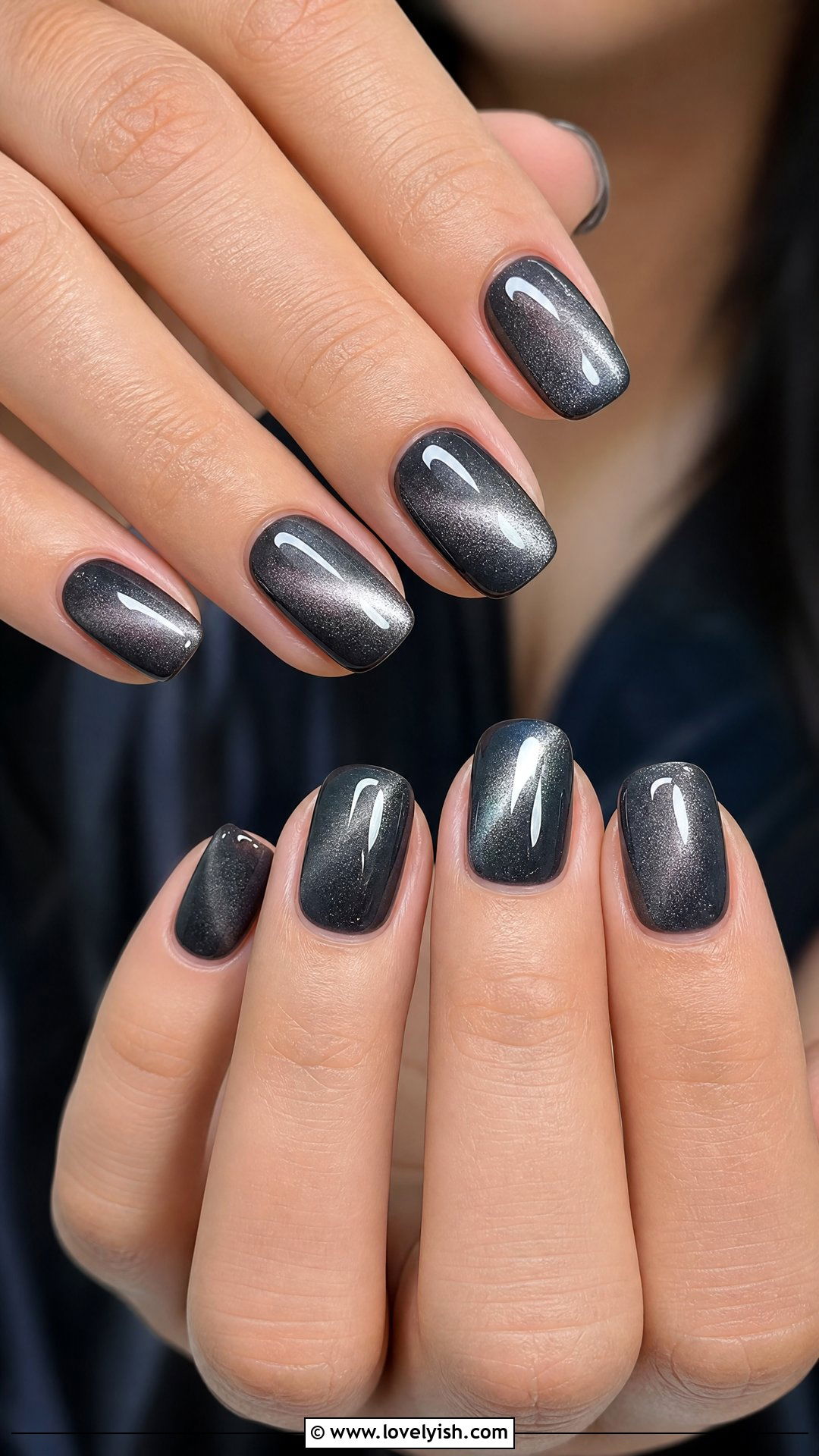Charcoal Grey Cat Eye Nails - 38 cat eye nail designs - 38 cat eye nail designs