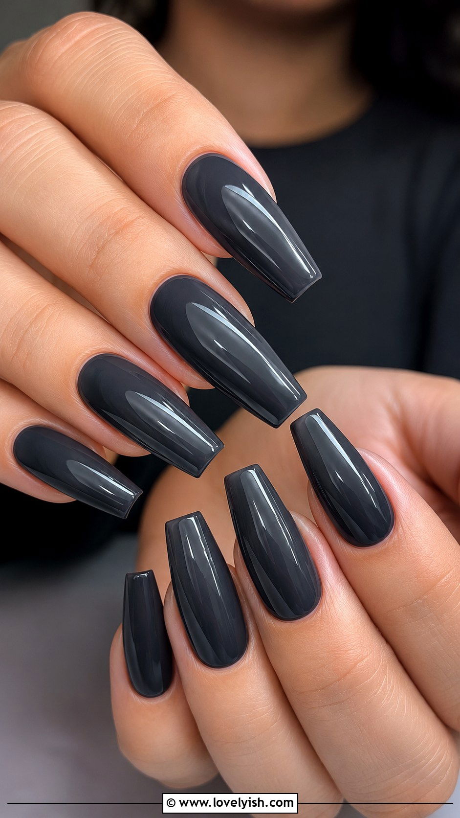 Charcoal Grey Coffin Nails - 50 grey nail designs - 50 grey nail designs