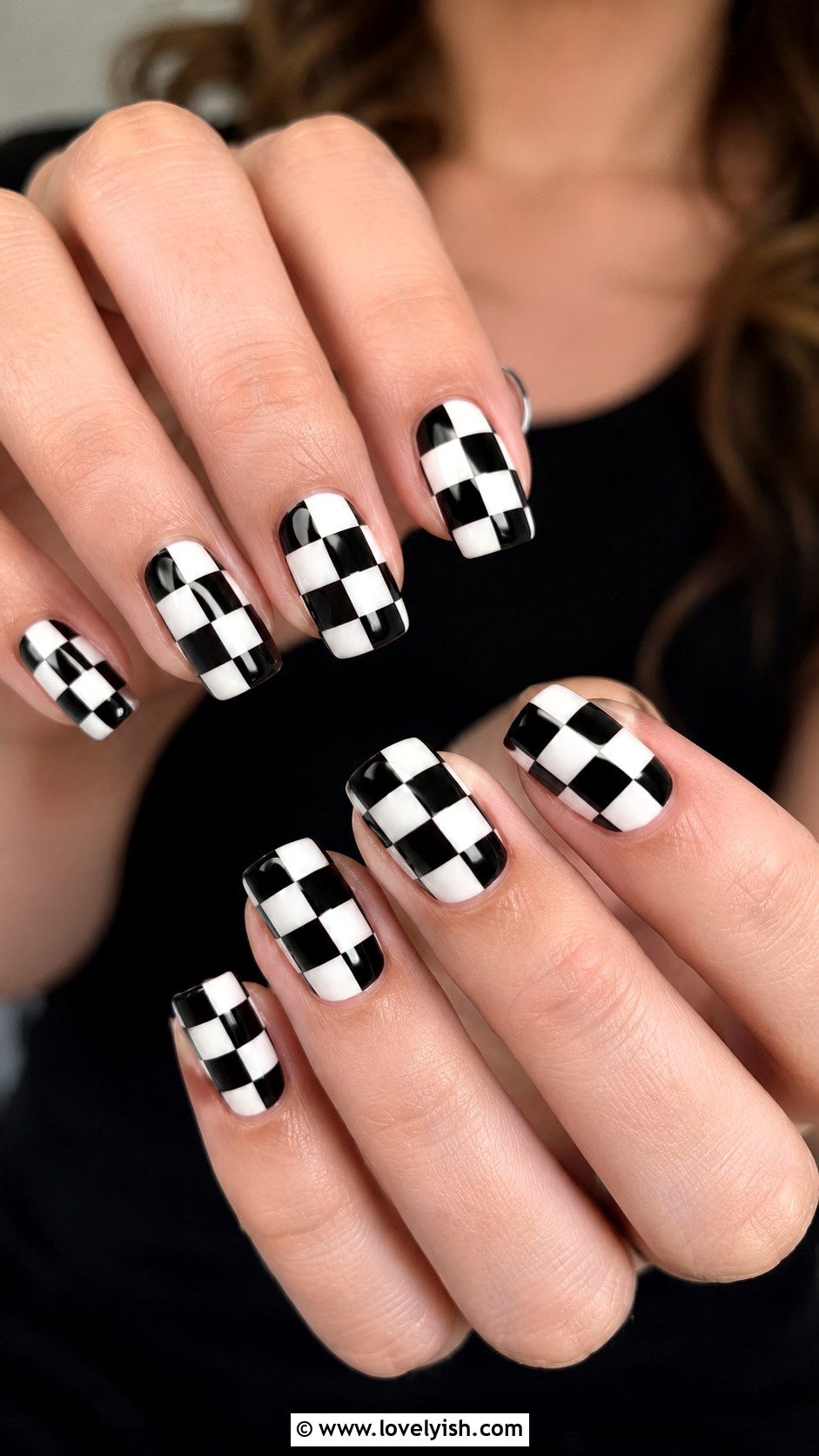 Checkerboard Gel X Nails - 50 gel x nails - 50 gel x nails
