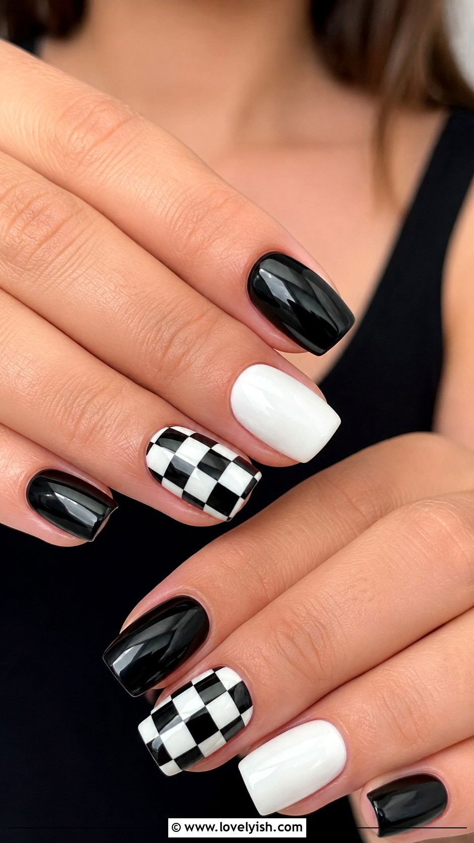Checkerboard Manicure - 50 manicure - 50 manicure