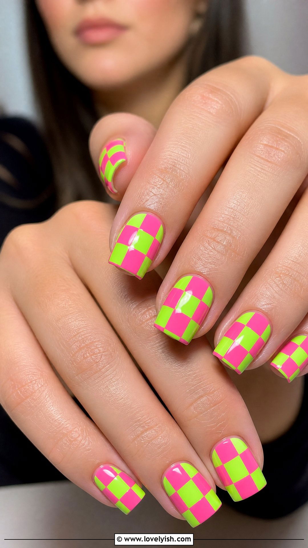 Checkerboard Nails - 50 crazy nail designs - 50 crazy nail designs