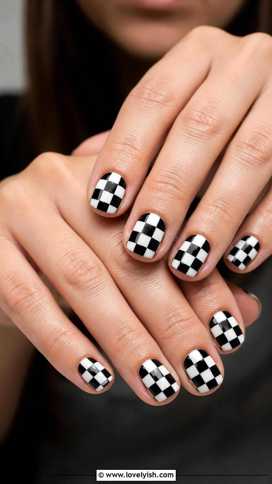 Checkerboard Nails - 43 nail art ideas - 43 nail art ideas