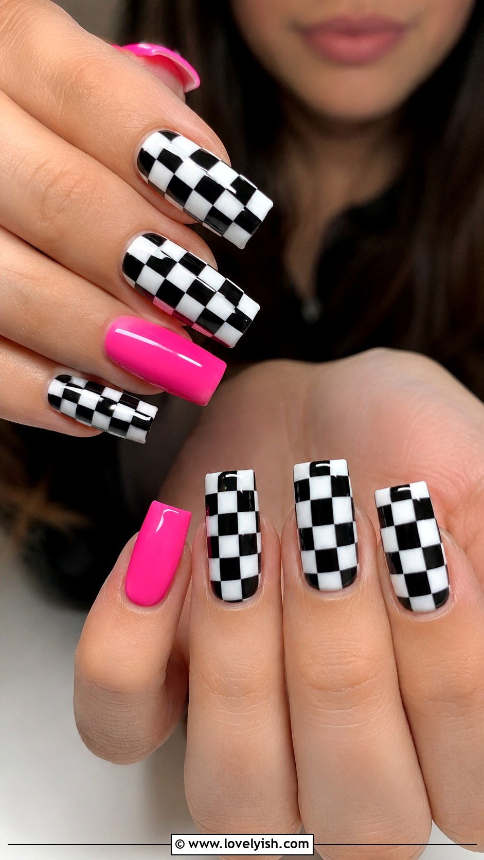 Checkerboard Y2K Nails - 25 y2k nail designs - 25 y2k nail designs