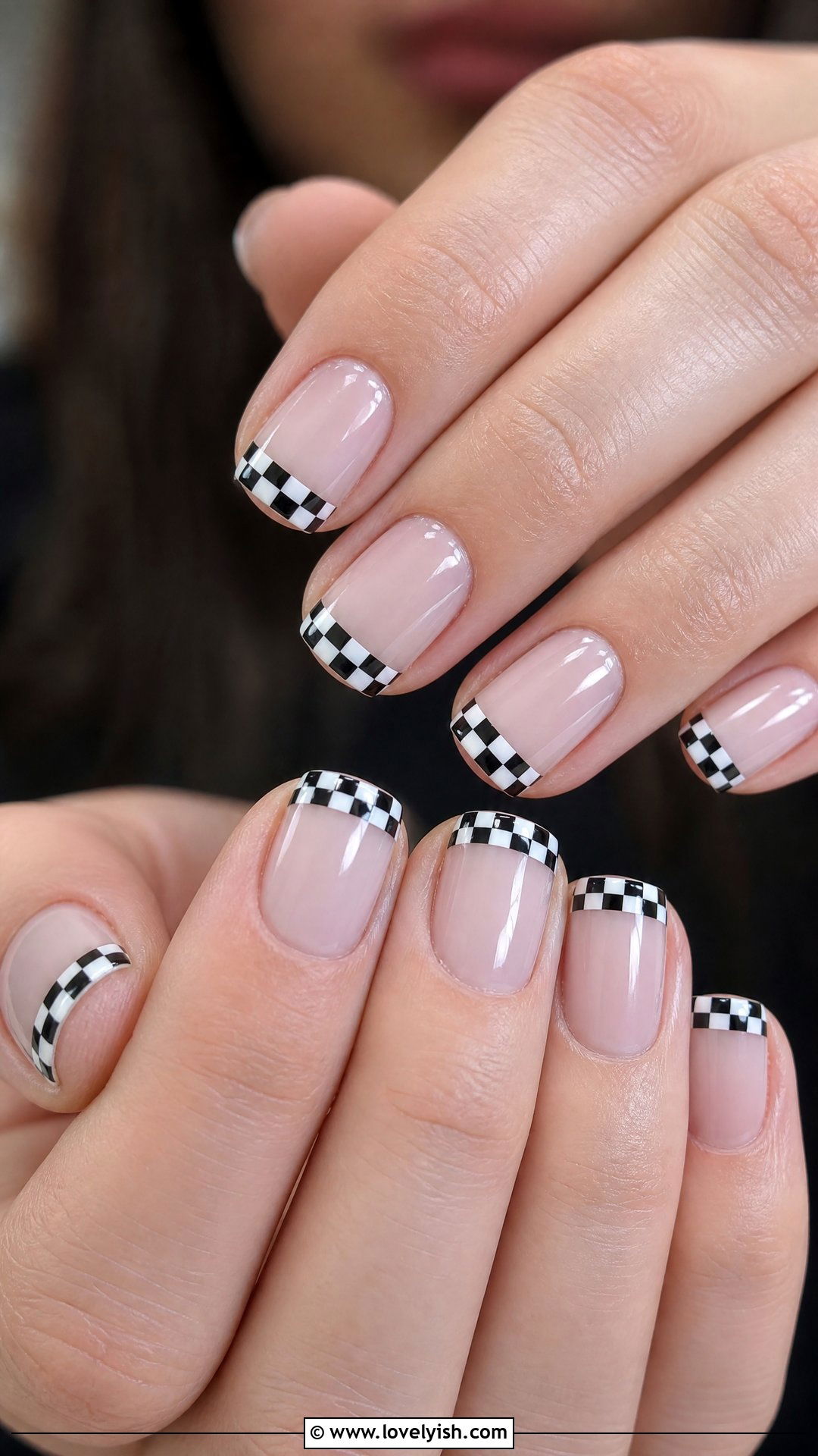 Checkered French Tip - 50 cute french tip nail designs - 50 cute french tip nail designs