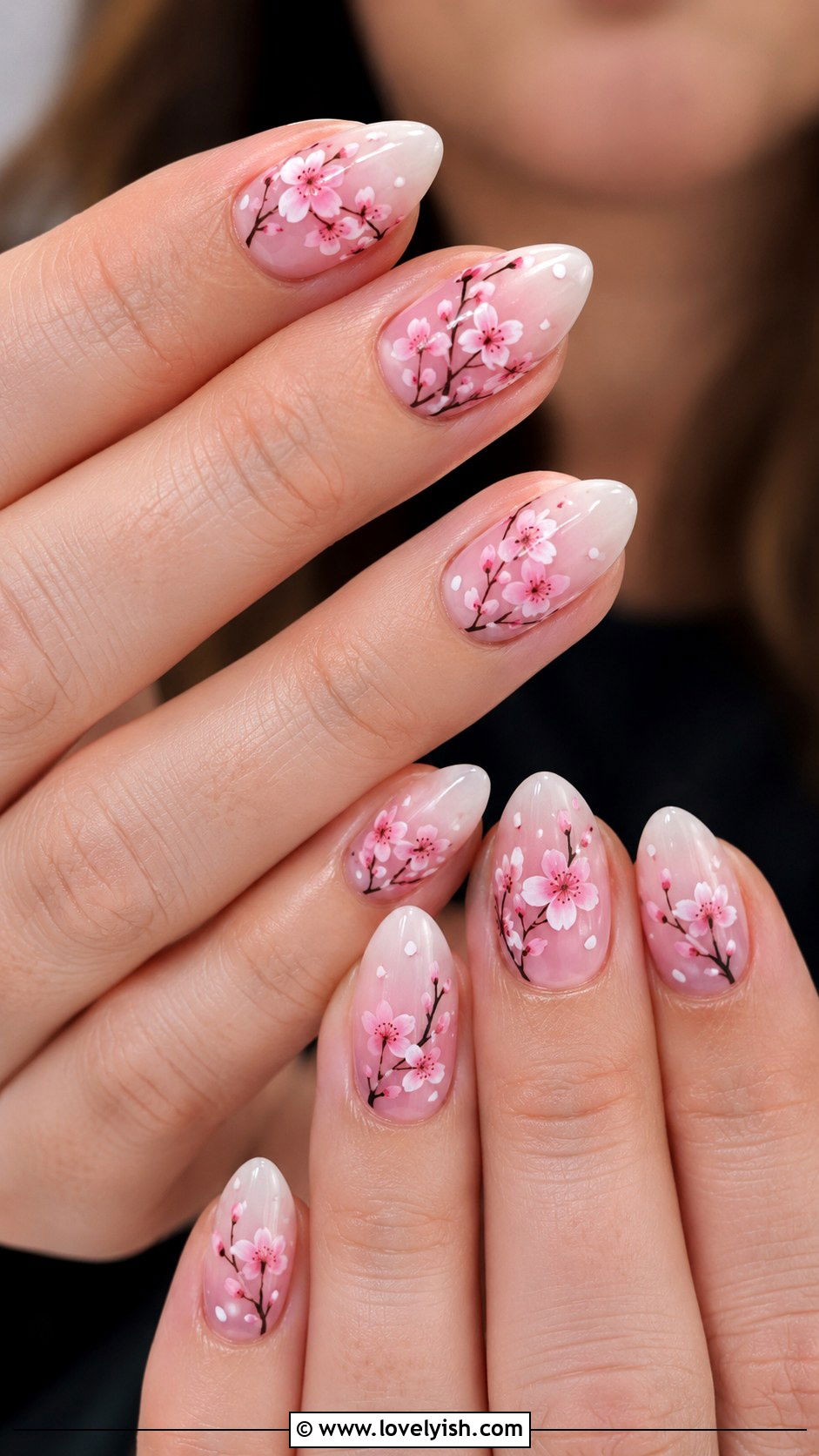 Cherry Blossom Branch Nails - 31 flower nail design ideas - 31 flower nail design ideas
