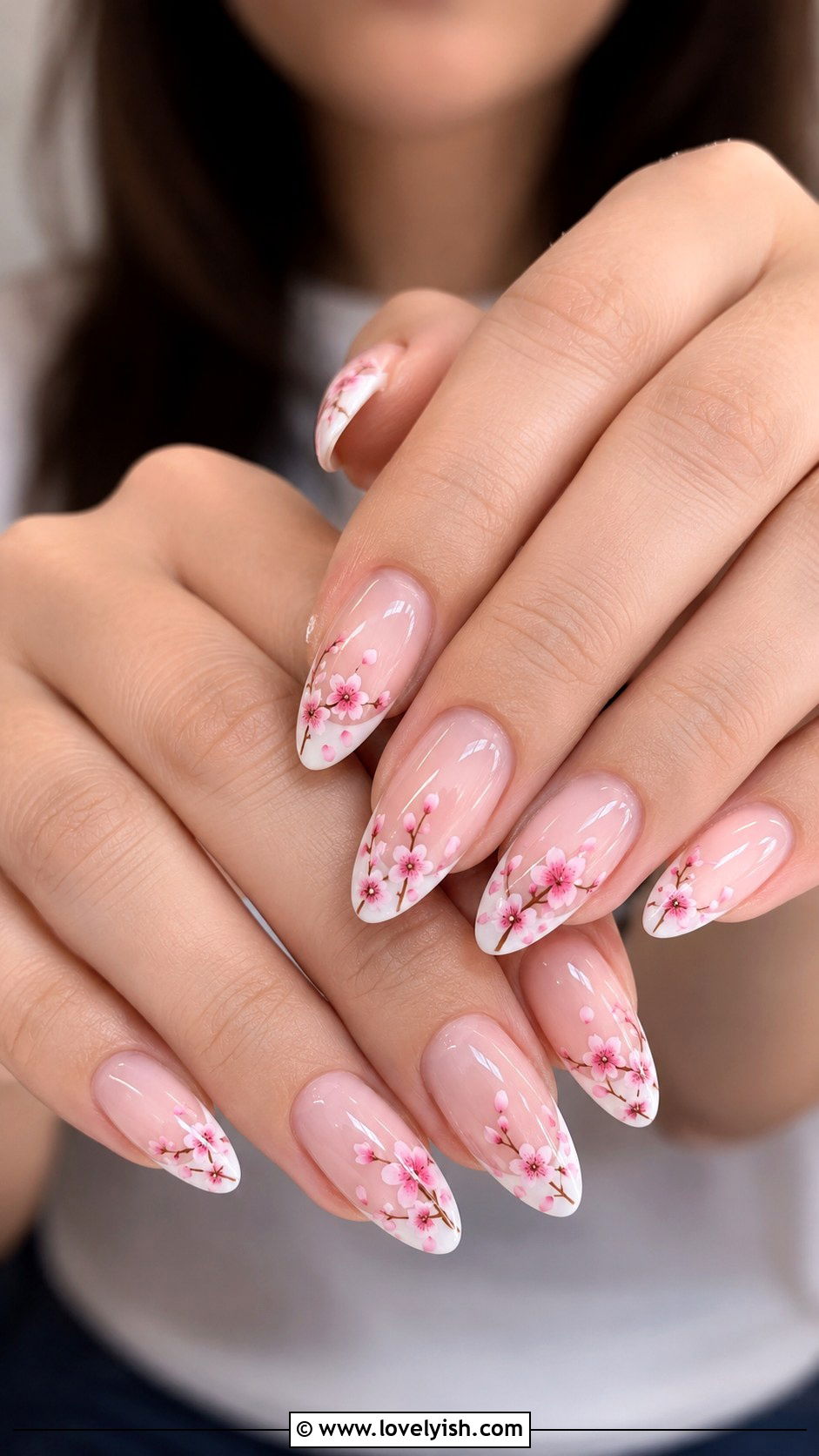 Cherry Blossom French Tip Nails - 38 flower nail art ideas - 38 flower nail art ideas