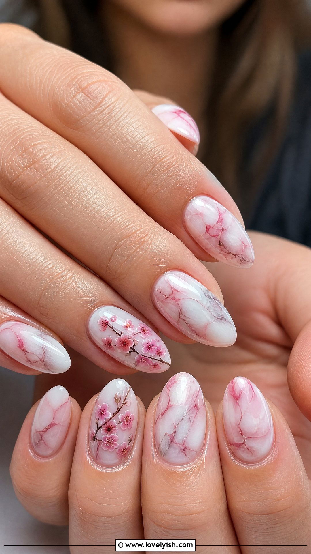 Cherry Blossom Marble Nails - 50 cherry blossom nails - 50 cherry blossom nails