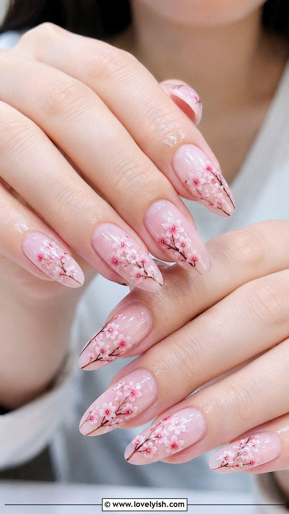 Cherry Blossom Nails - 25 mothers day nail designs - 25 mother's day nail designs