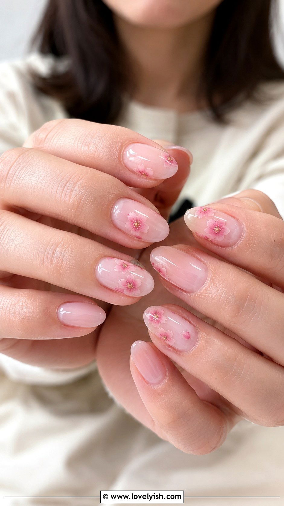Cherry Blossom Pink Floral Nails - 50 back to school nails - 50 back to school nails