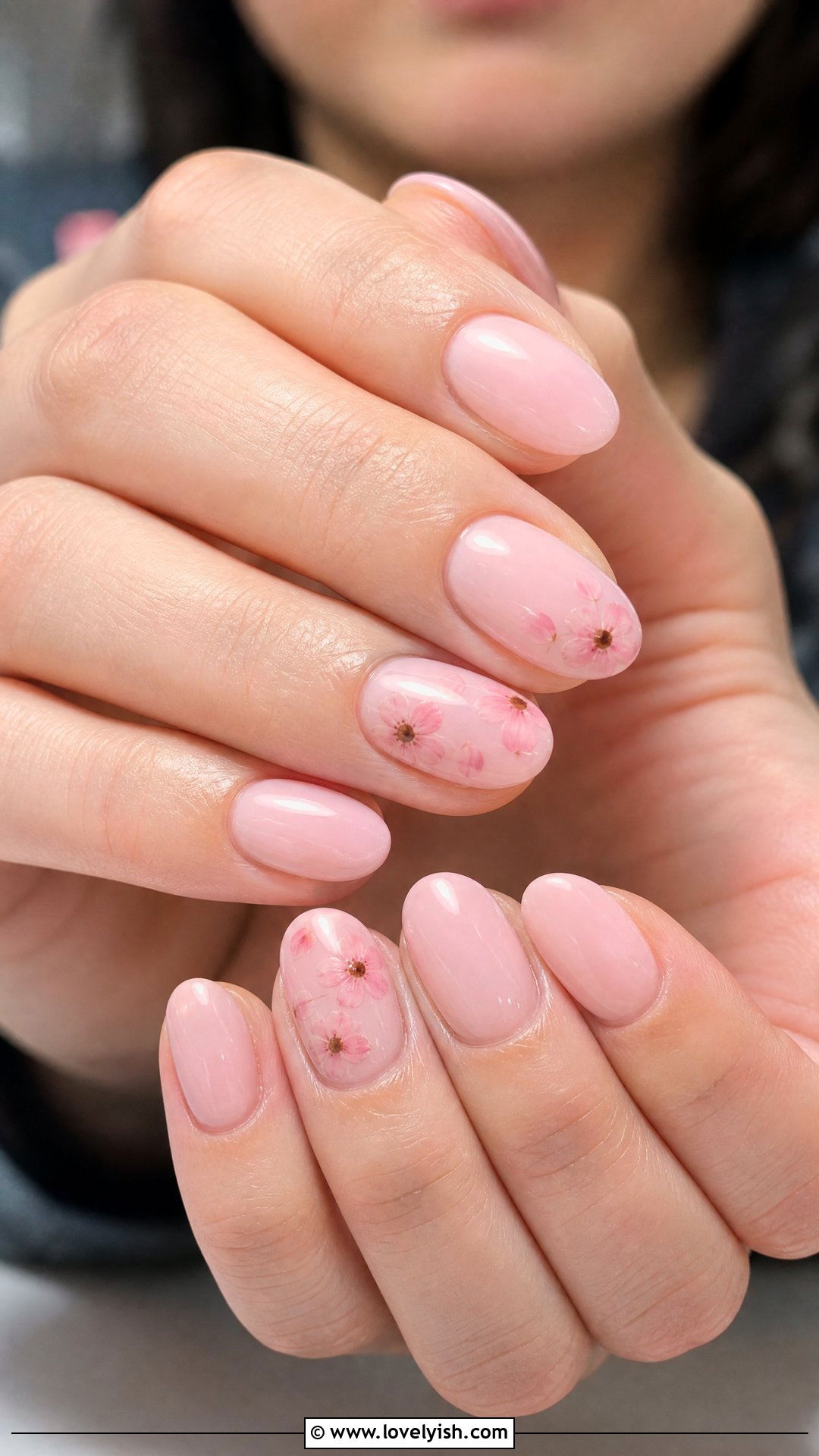 Cherry Blossom Pink Nails - 50 simple short nail designs - 50 simple short nail designs