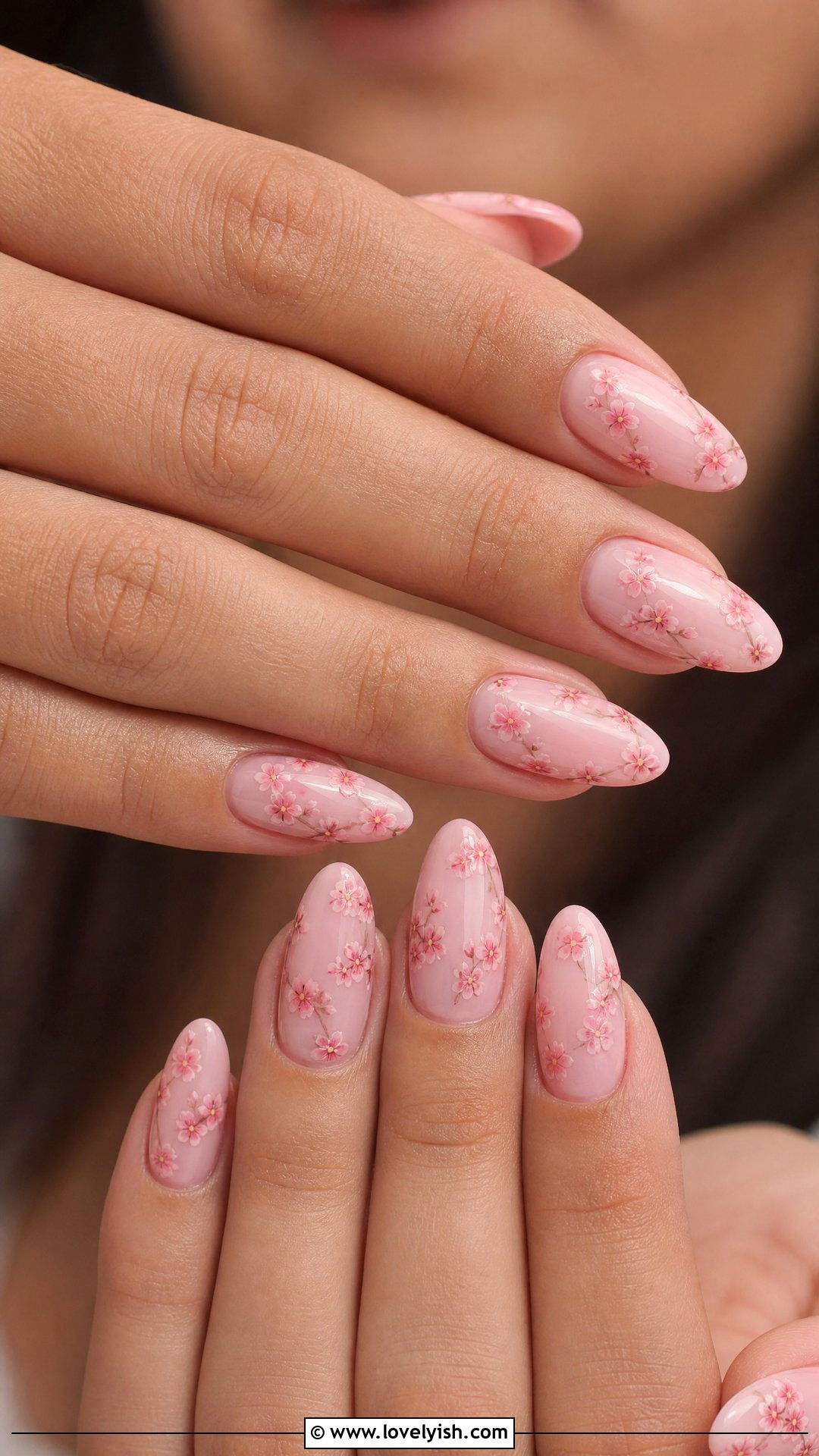 Cherry Blossom Pink Nails - 50 easy spring nail designs - 50 easy spring nail designs