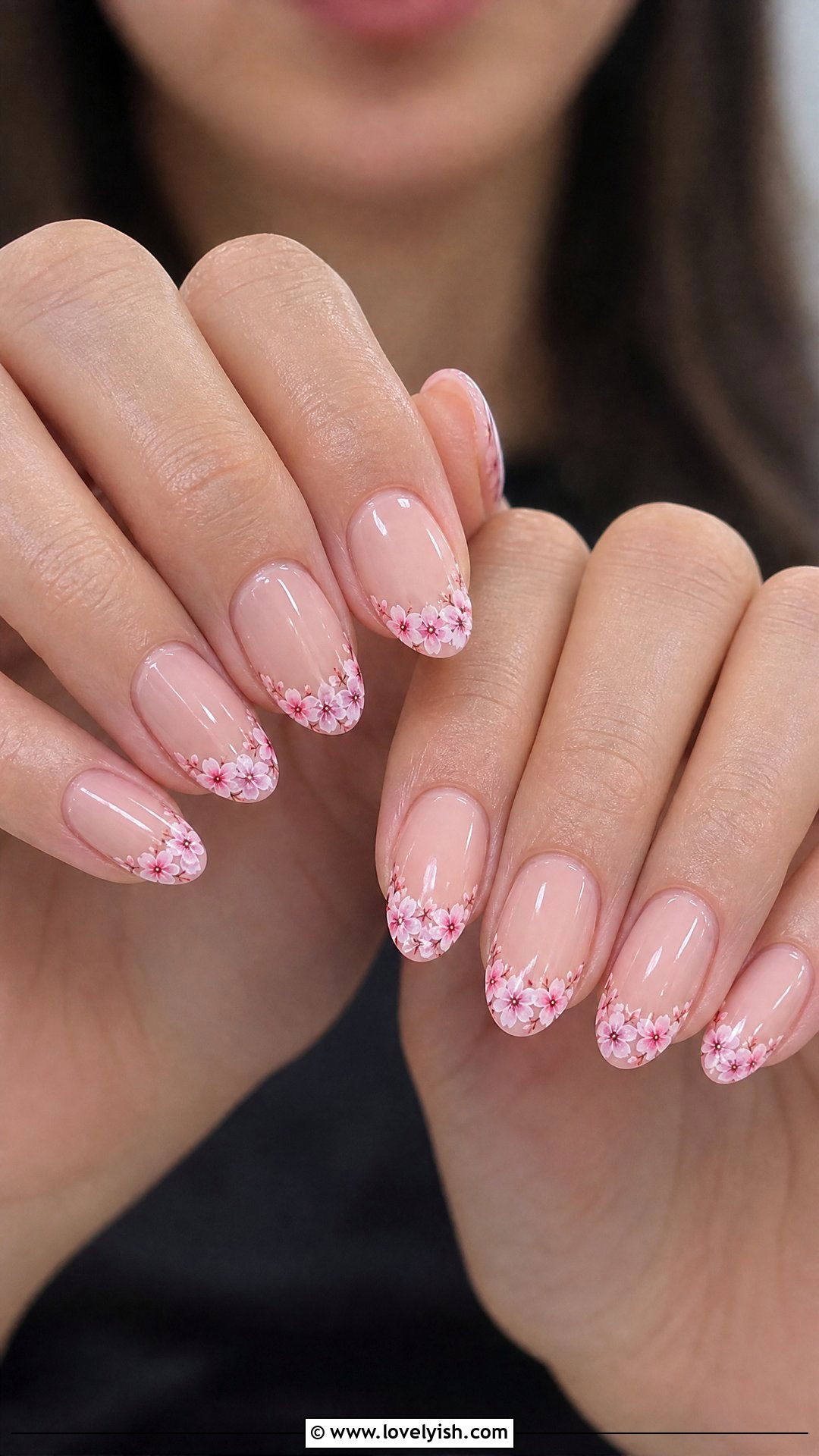 Cherry Blossom Smile Line Tip Nails - 50 cherry blossom nails - 50 cherry blossom nails