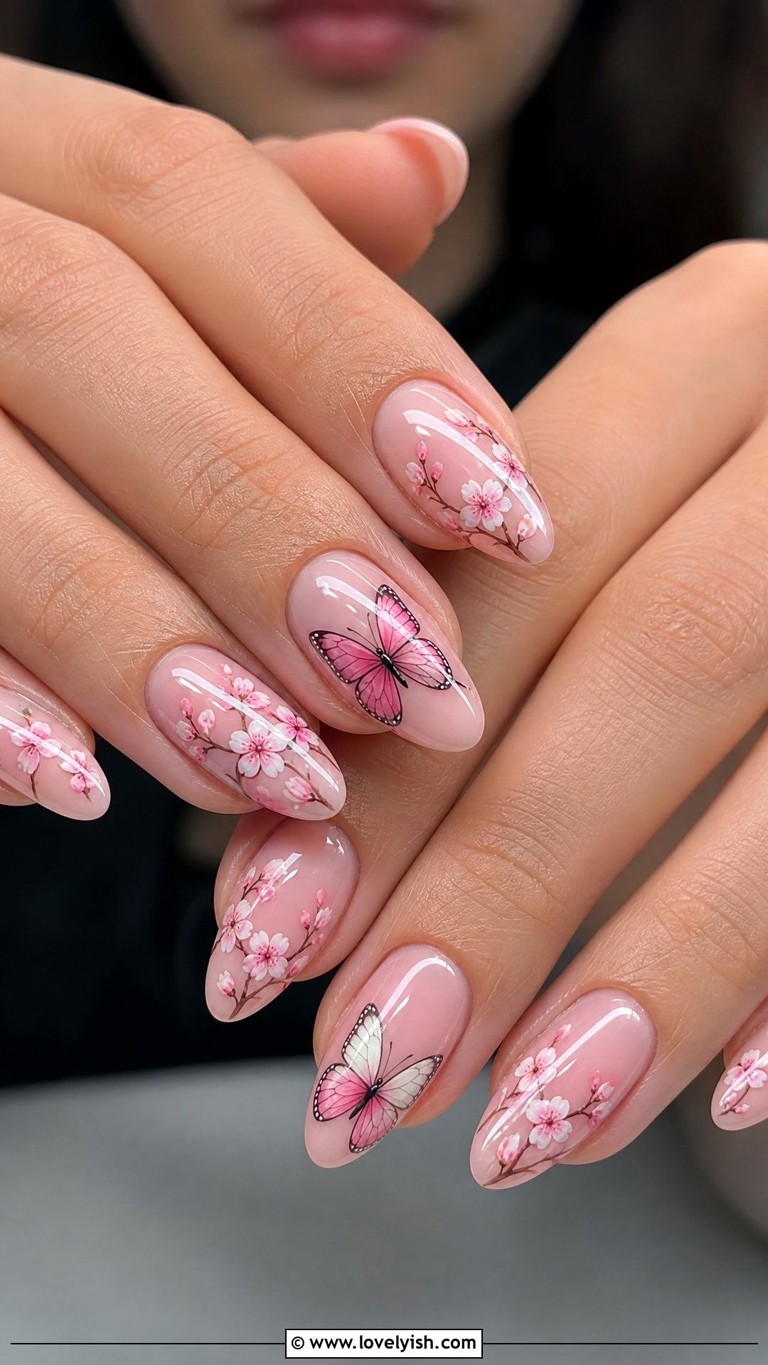 Cherry Blossom and Butterfly Nails - 50 cherry blossom nails - 50 cherry blossom nails