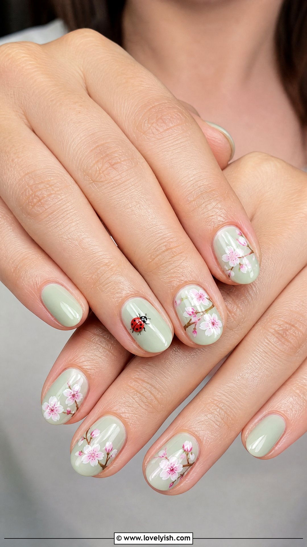 Cherry Blossom and Ladybug Nails - 50 cherry blossom nails - 50 cherry blossom nails