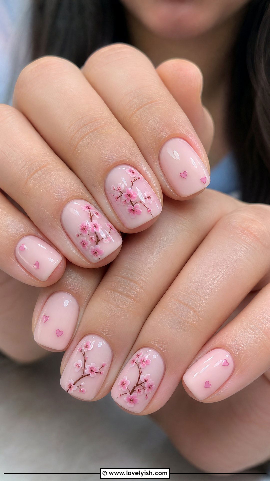 Cherry Blossom with Heart Accent Nails - 50 cherry blossom nails - 50 cherry blossom nails