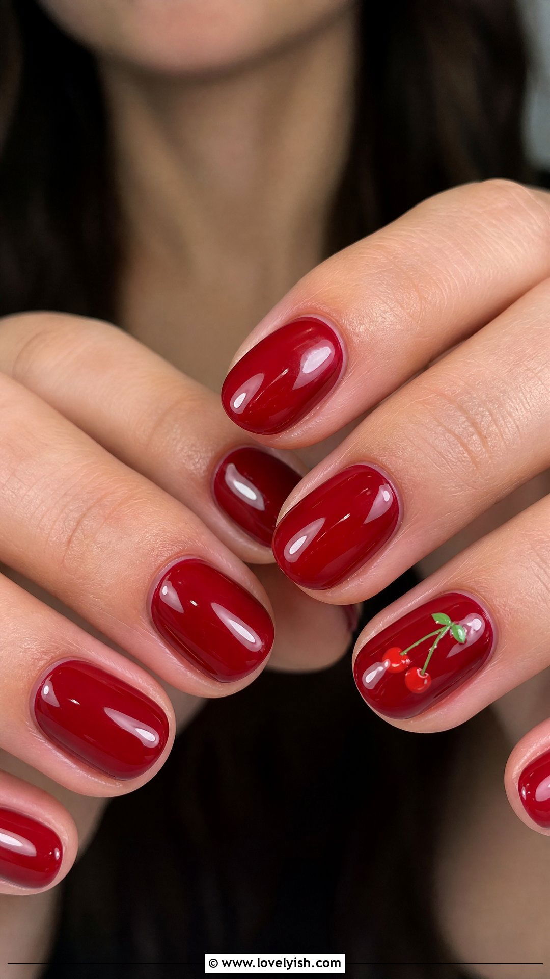 Cherry Coded Red Nails - 50 cute nails - 50 cute nails