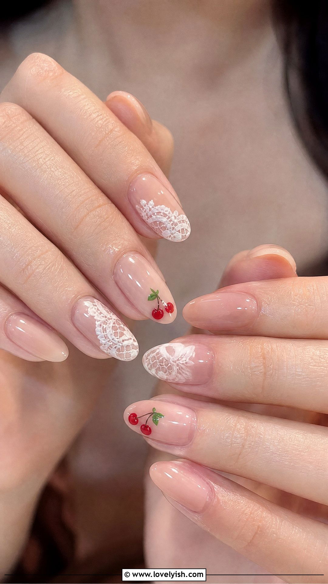 Cherry Lace Nails - 50 cherry nails - 50 cherry nails