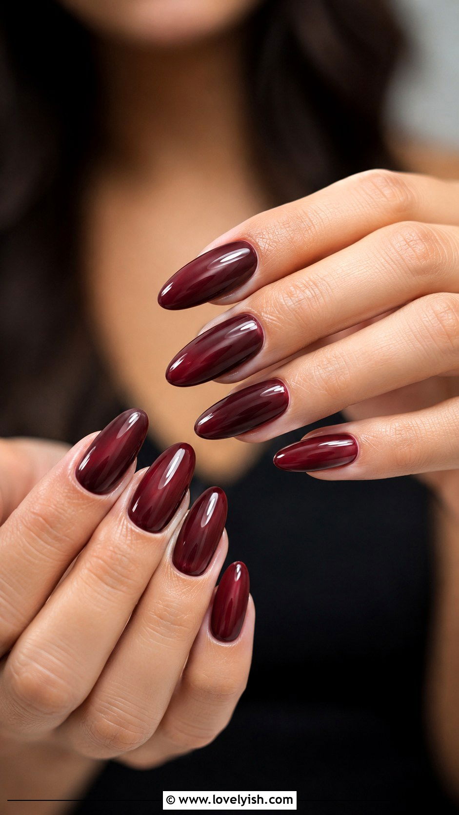 Cherry Mocha Almond Nails - 50 almond nails - 50 almond nails