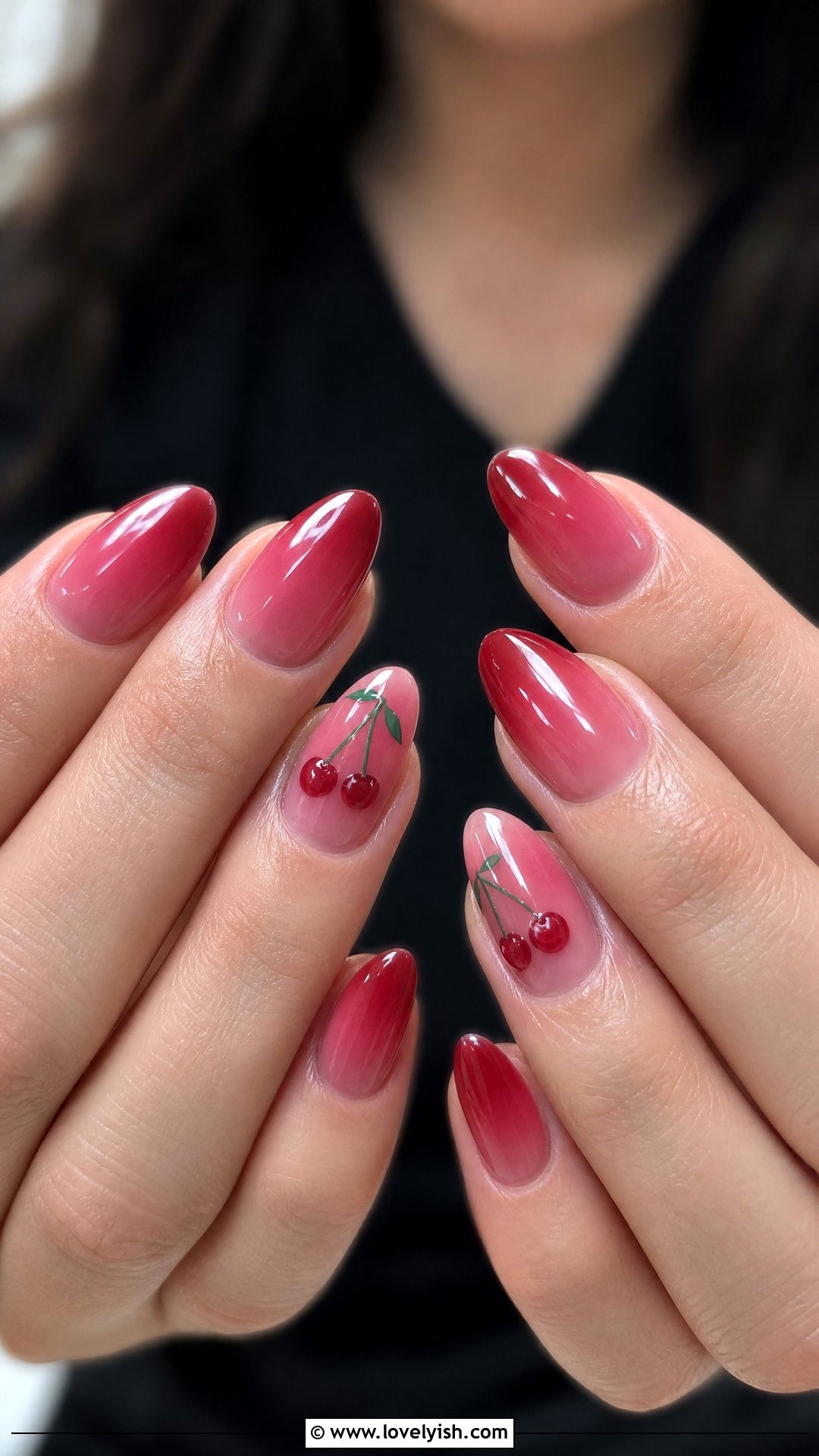 Cherry Ombre Red Nails - 50 cherry nails - 50 cherry nails
