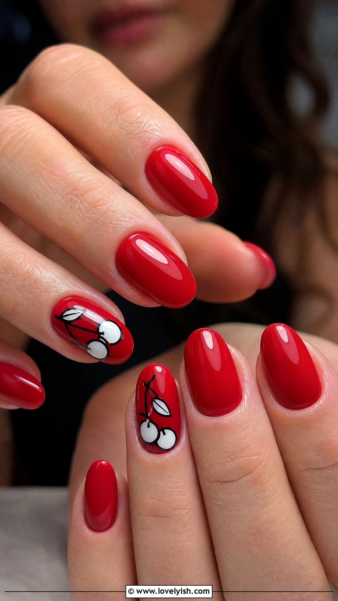 Cherry Pin Up Retro Nails - 50 cherry nails - 50 cherry nails