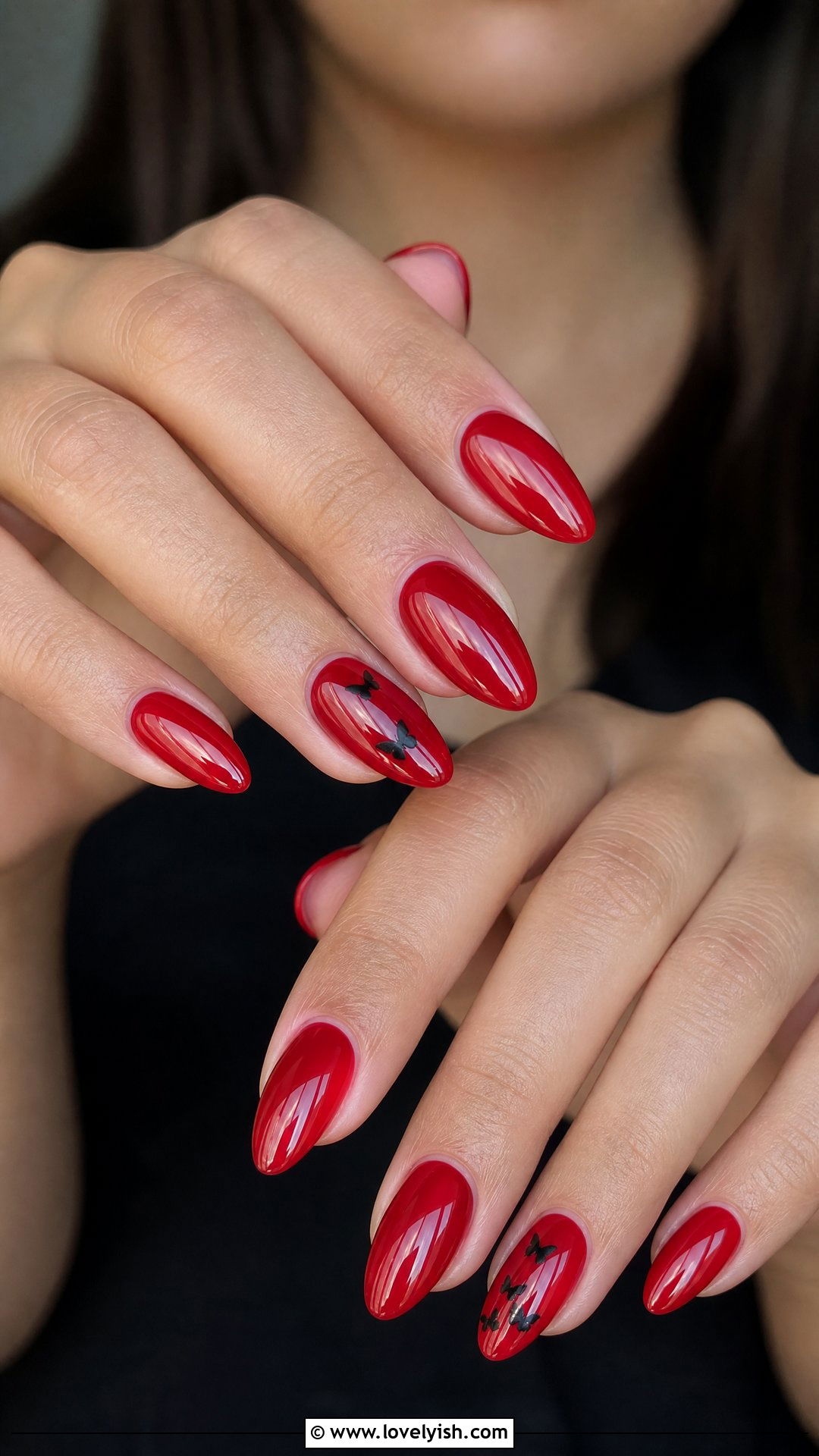 Cherry Red Butterfly Nails - 25 butterfly nail design ideas - 25 butterfly nail design ideas