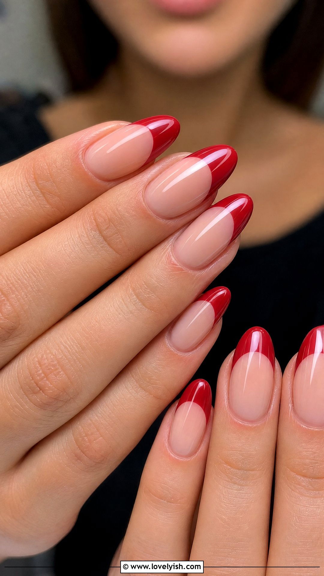 Cherry Red French Tip - 50 french manicure - 50 french manicure