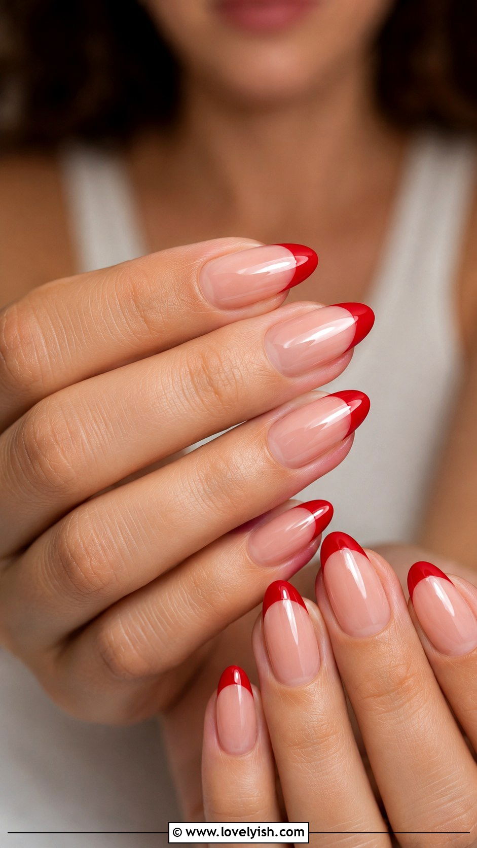 Cherry Red French Tip Nail Extensions - 48 nail extensions - 48 nail extensions