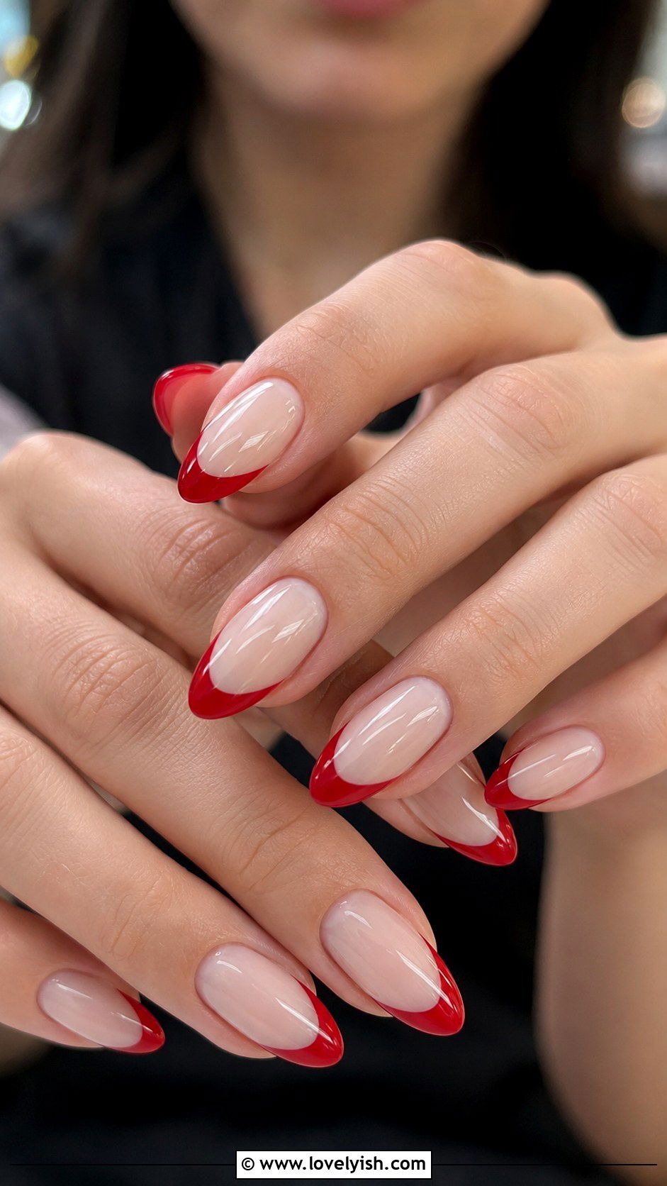 Cherry Red French Tip Nails - 39 summer nail ideas - 39 summer nail ideas