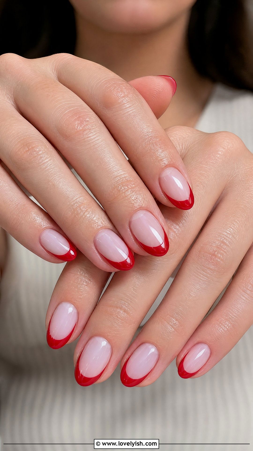 Cherry Red French Tip Short Nails - 50 short french tip nails - 50 short french tip nails