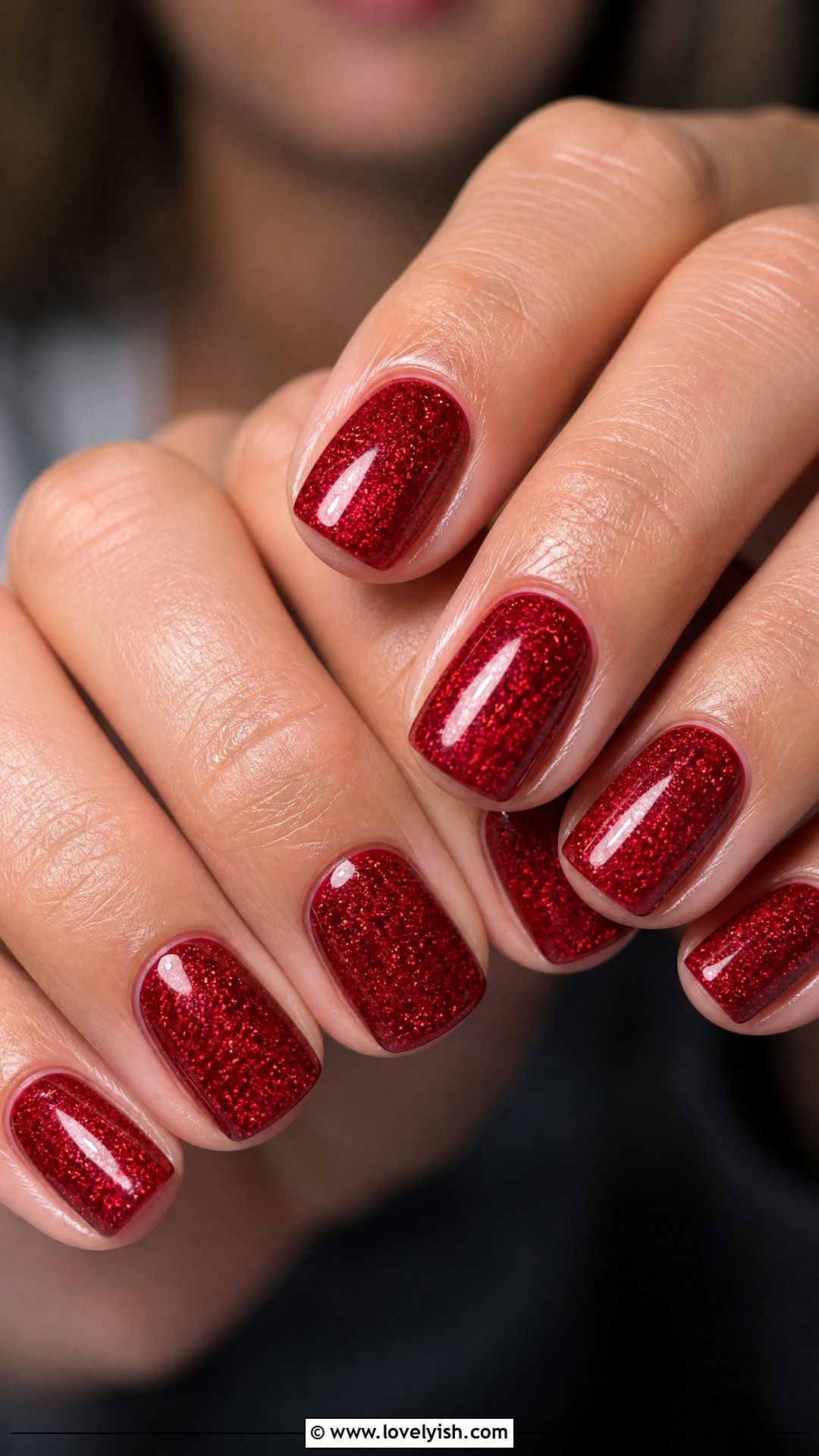 Cherry Red Glitter Nails - 50 sparkly nails - 50 sparkly nails