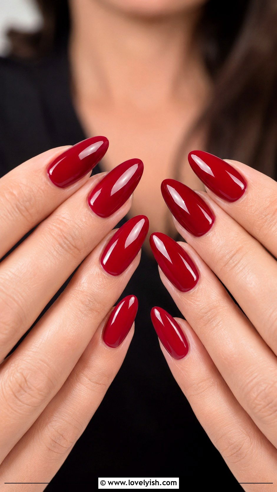 Cherry Red Glossy Almond Nails - 50 almond nails - 50 almond nails