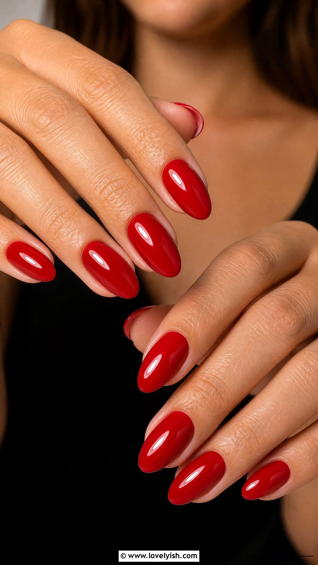 Cherry Red Glossy Almond Nails - 25 almond nail designs - 25 almond nail designs