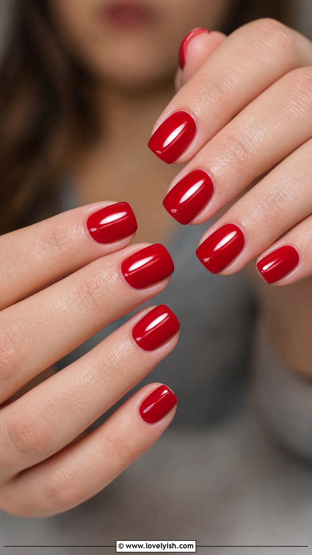 Cherry Red Glossy Gel Nails - 50 gel manicure - 50 gel manicure