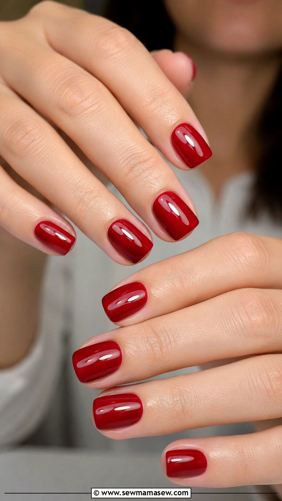 Cherry Red Glossy Gel Nails - 50 gel polish - 50 gel polish
