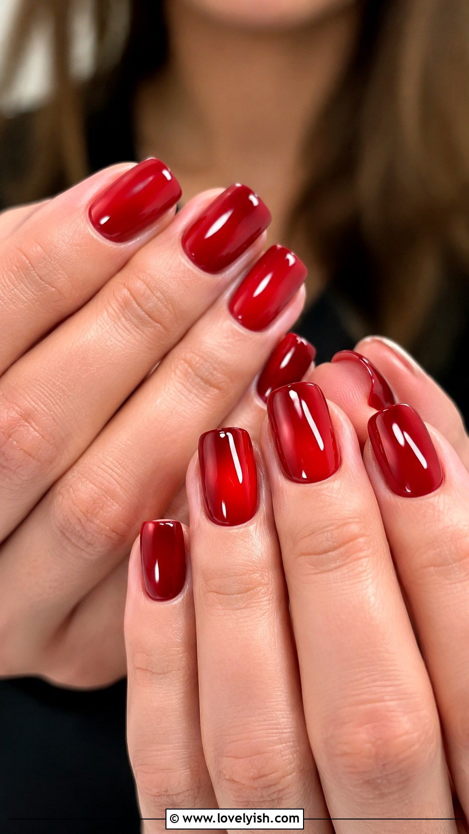 Cherry Red Glossy Gel X Nails - 25 gel x nail designs - 25 gel x nail designs