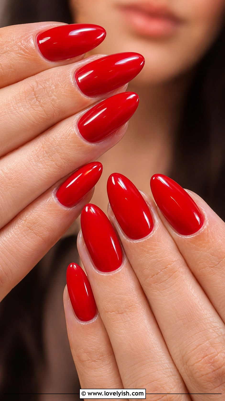 Cherry Red Glossy Nails - 44 nails design - 44 nails design