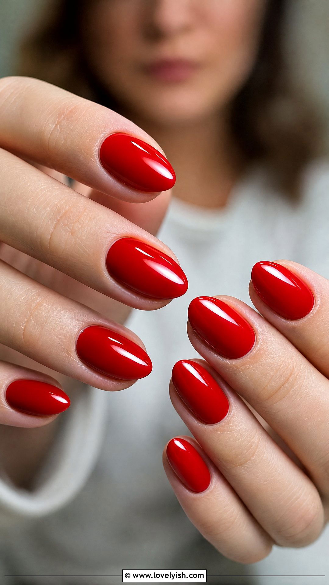 Cherry Red Glossy Short Nails - 35 short nails designs - 35 short nails designs