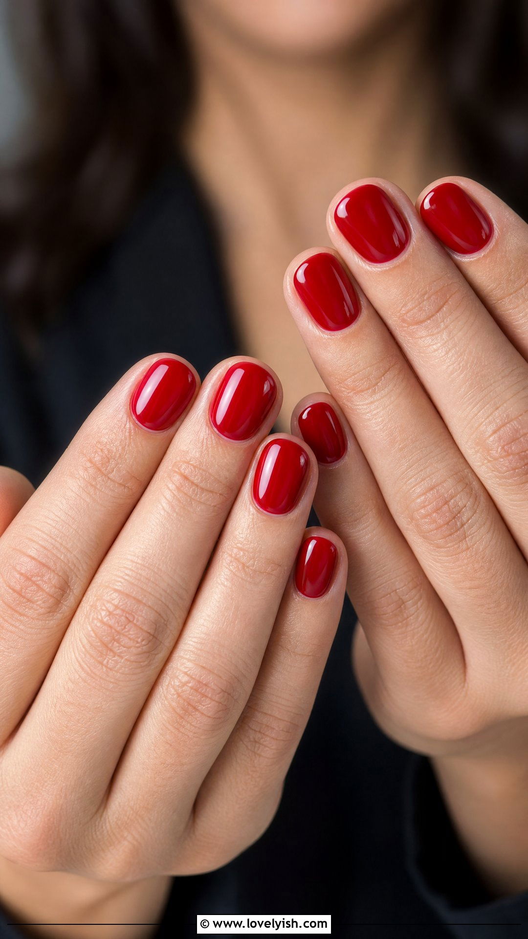 Cherry Red Glossy Short Oval Nails - 50 short oval nails - 50 short oval nails