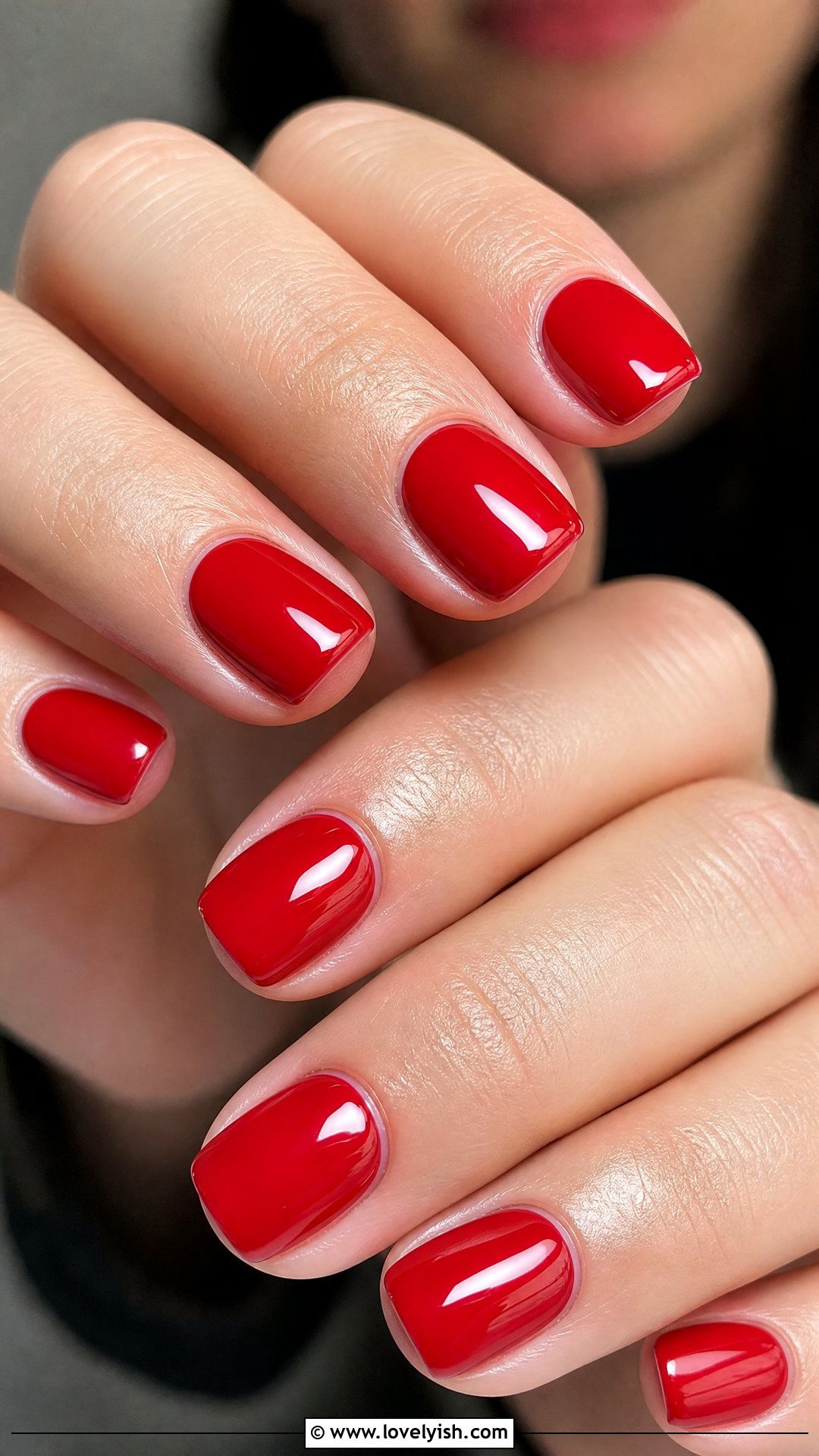 Cherry Red Glossy Short Square Nails - 50 short square nails - 50 short square nails