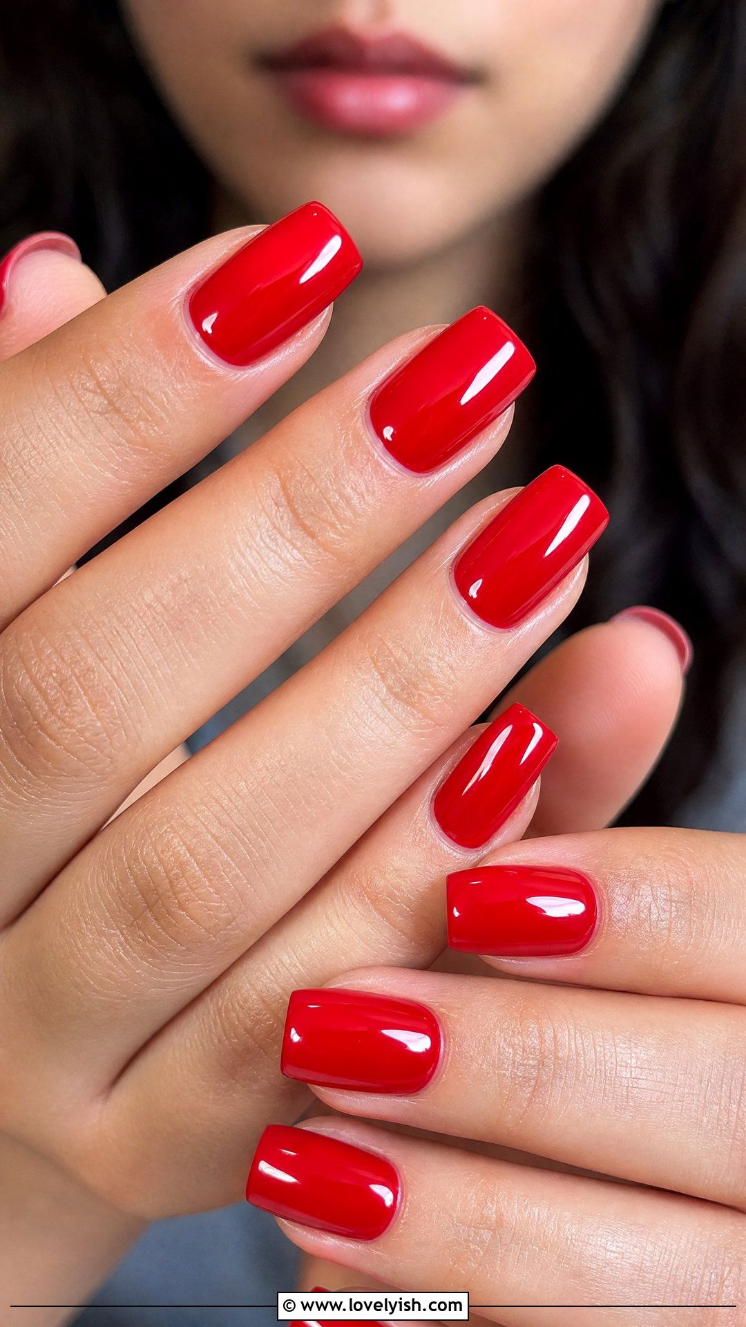 Cherry Red Glossy Square Nails - 50 square nails - 50 square nails
