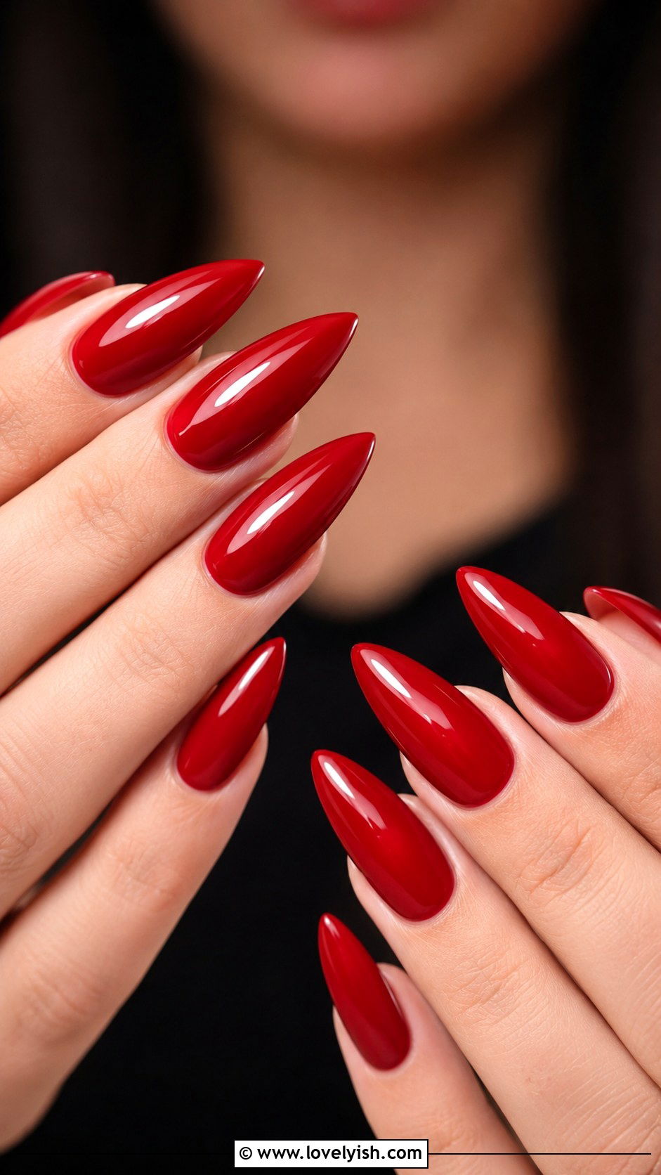 Cherry Red Glossy Stiletto Prom Nails - 50 prom nails - 50 prom nails