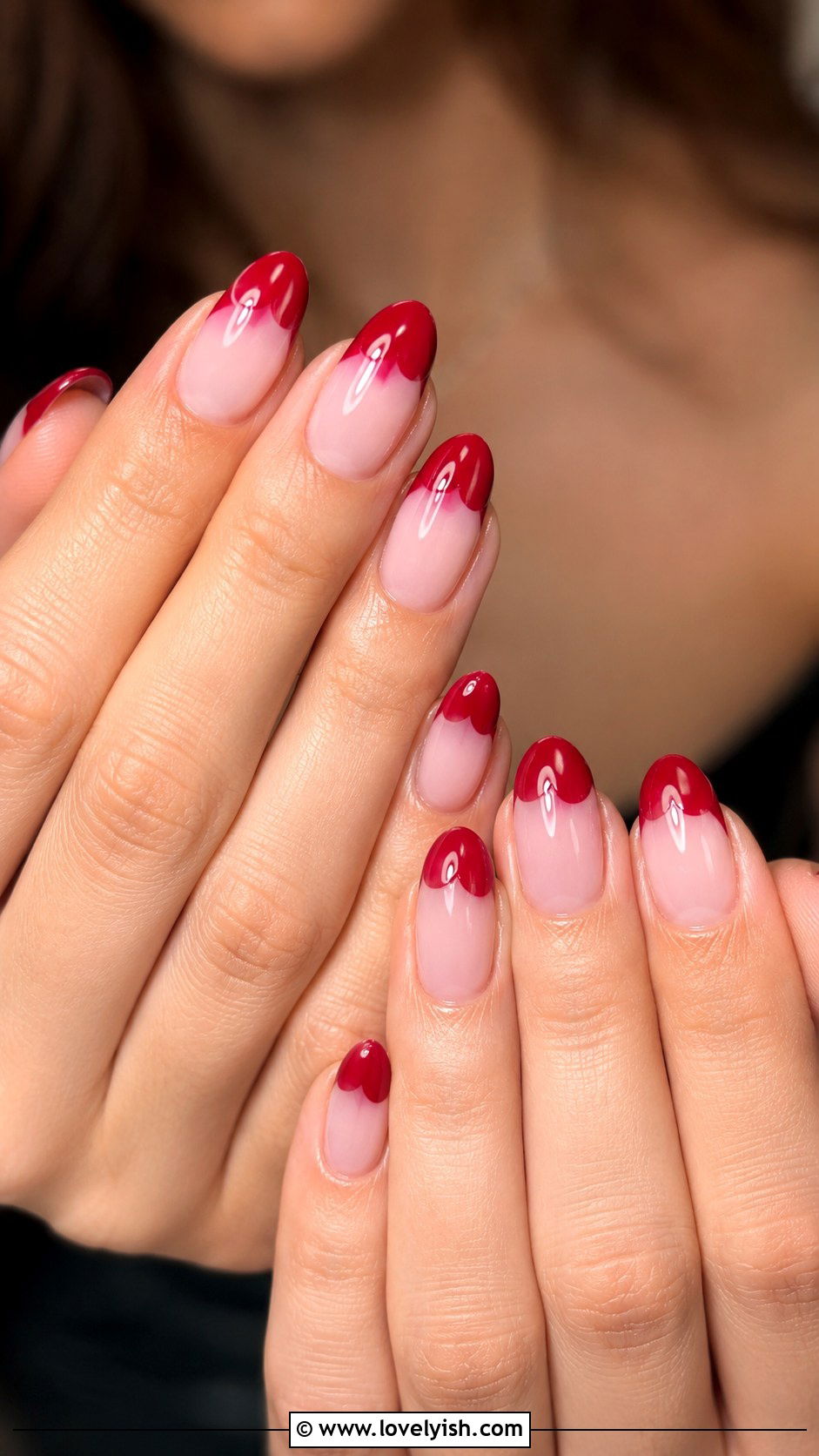 Cherry Red Heart Tip Nails - 25 heart nail designs - 25 heart nail designs