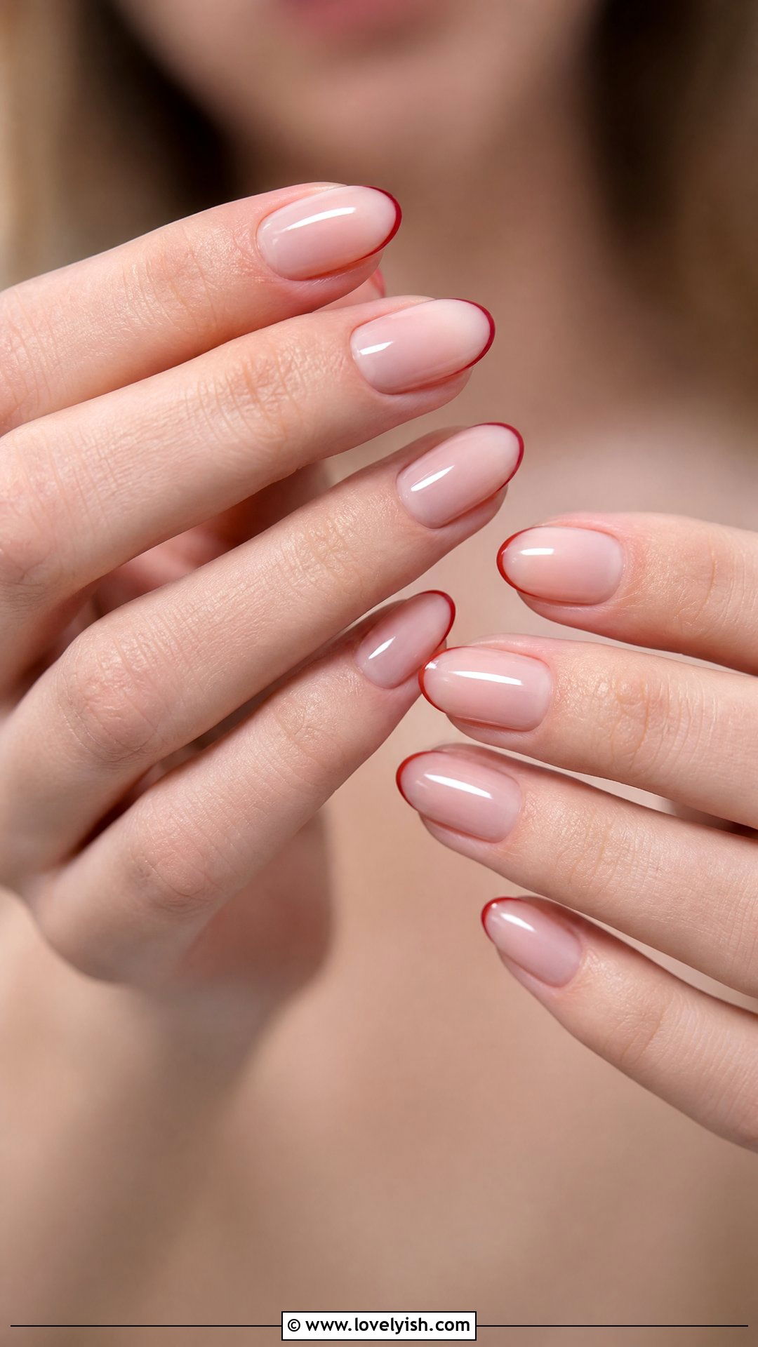 Cherry Red Micro French Nails - 25 preppy nail designs - 25 preppy nail designs