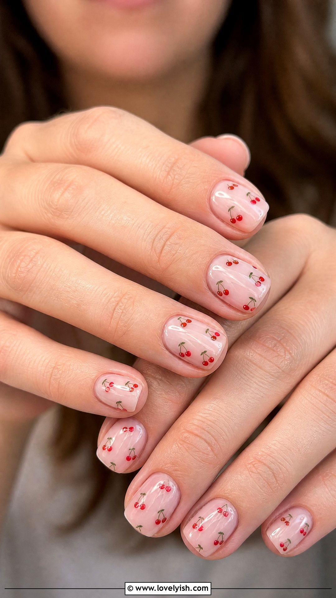Cherry Red Micro Print Nails - 38 may nail ideas - 38 may nail ideas