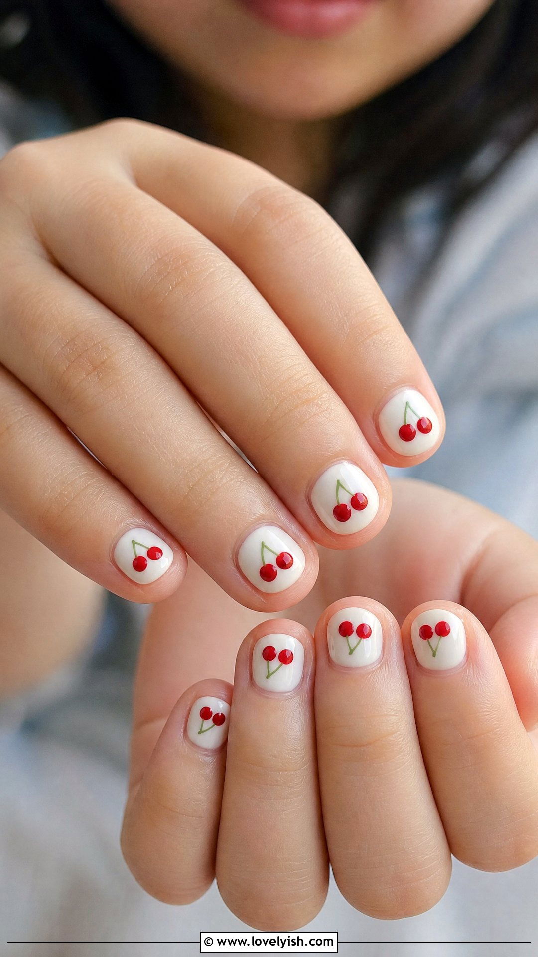 Cherry Red Nails - 32 nail designs for kids - 32 nail designs for kids