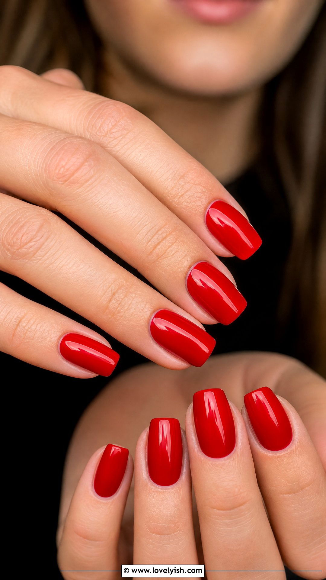 Cherry Red Squoval Nails - 50 squoval nails - 50 squoval nails