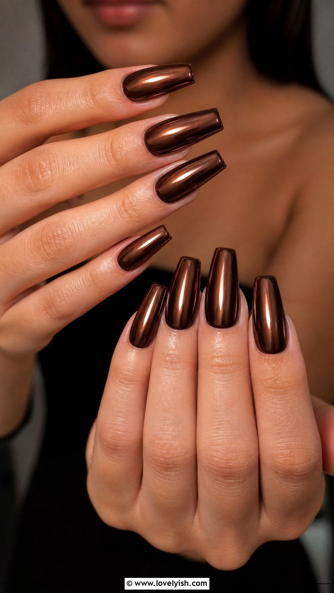 Chocolate Brown Chrome Nails - 25 chrome nails design ideas - 25 chrome nails design ideas