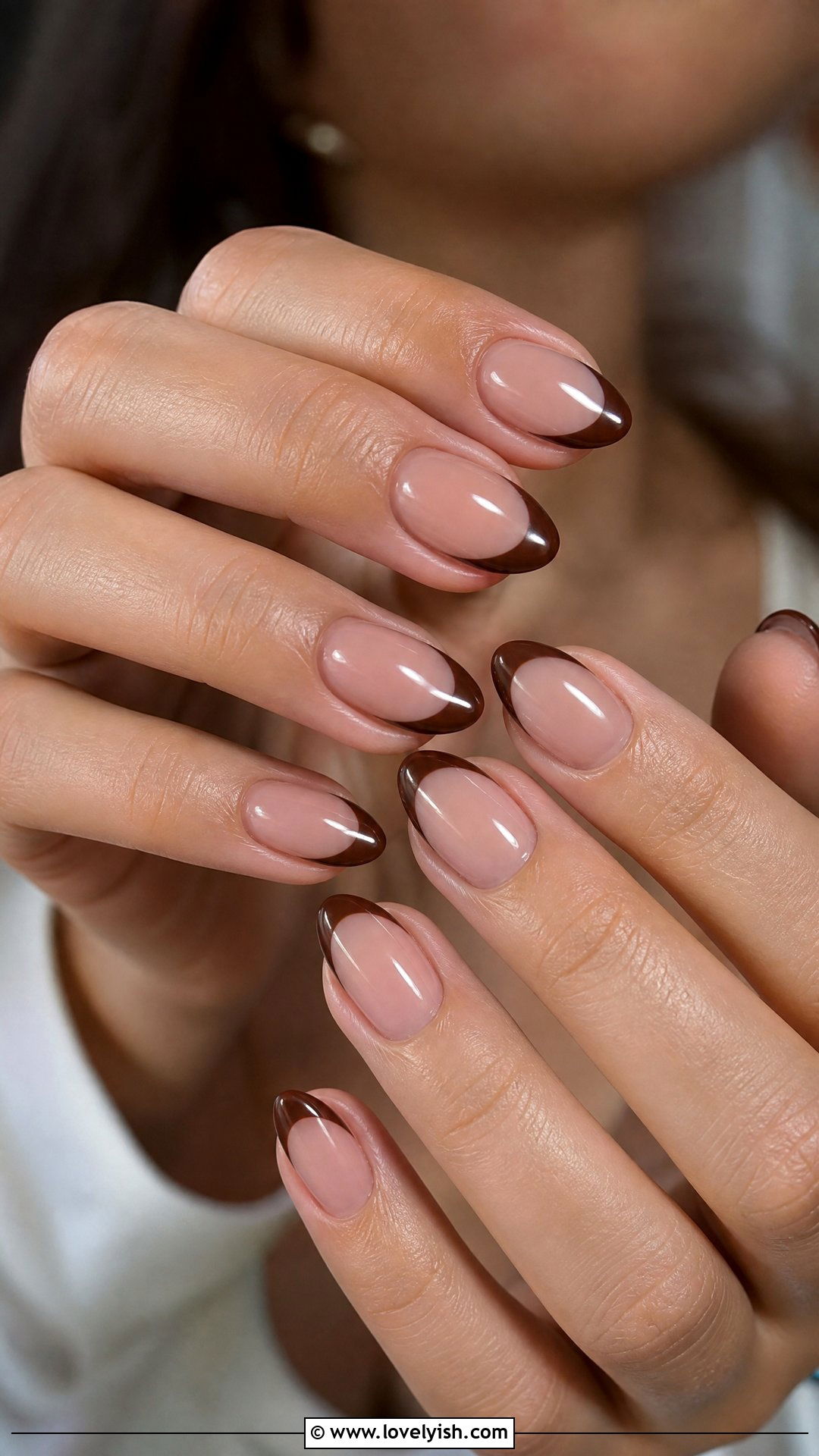 Chocolate Brown French Tip Nails - 39 nail ideas 2026 - 39 nail ideas 2026