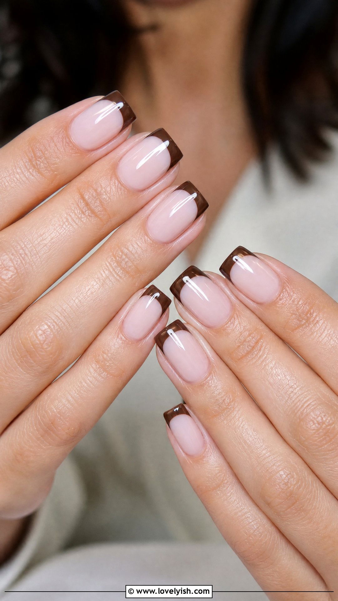 Chocolate Brown French Tips - 50 medium nails - 50 medium nails